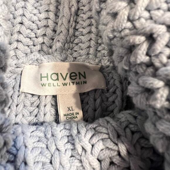 Haven Well Within Blue Knit Funnel Neck Cotton Acrylic Sweater Size XL Casual - Picture 5 of 6